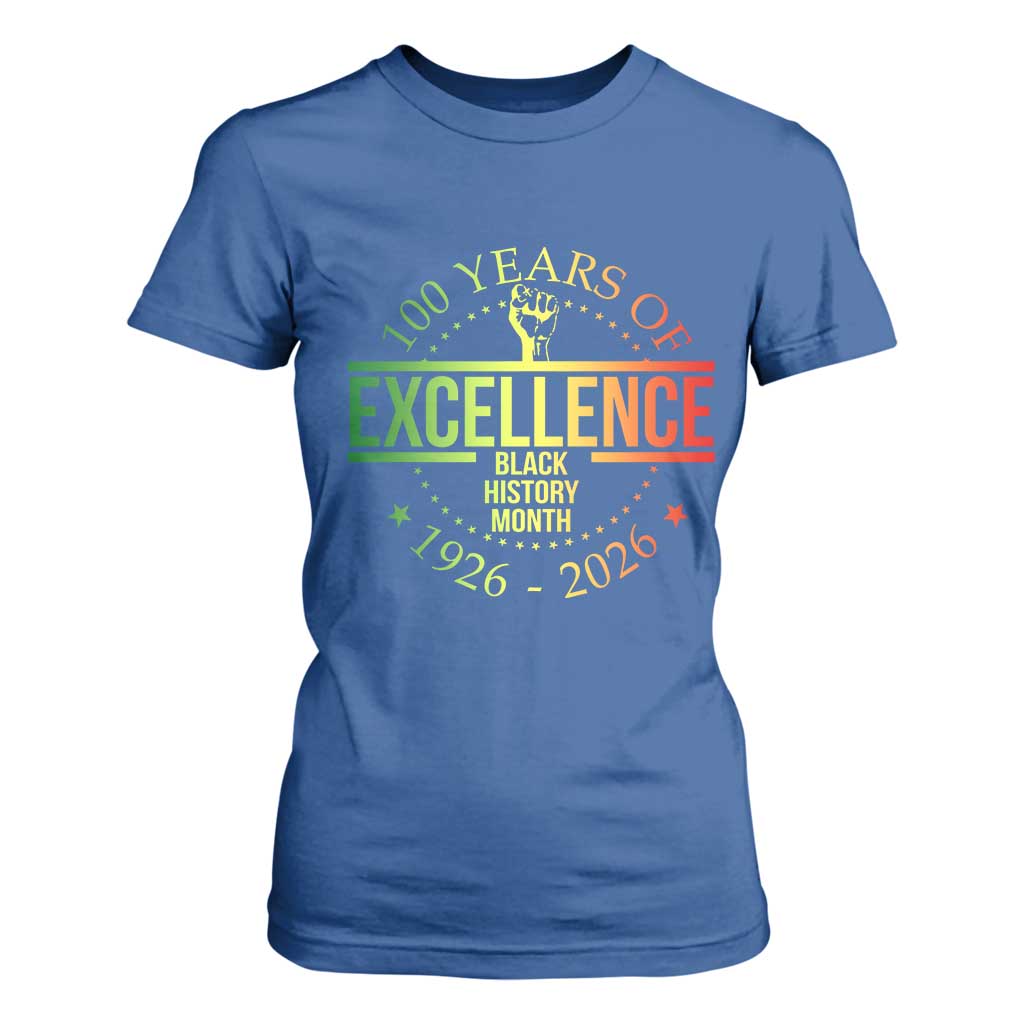 100 Years Of Excellence Black History Month 1926 2026 T Shirt For Women