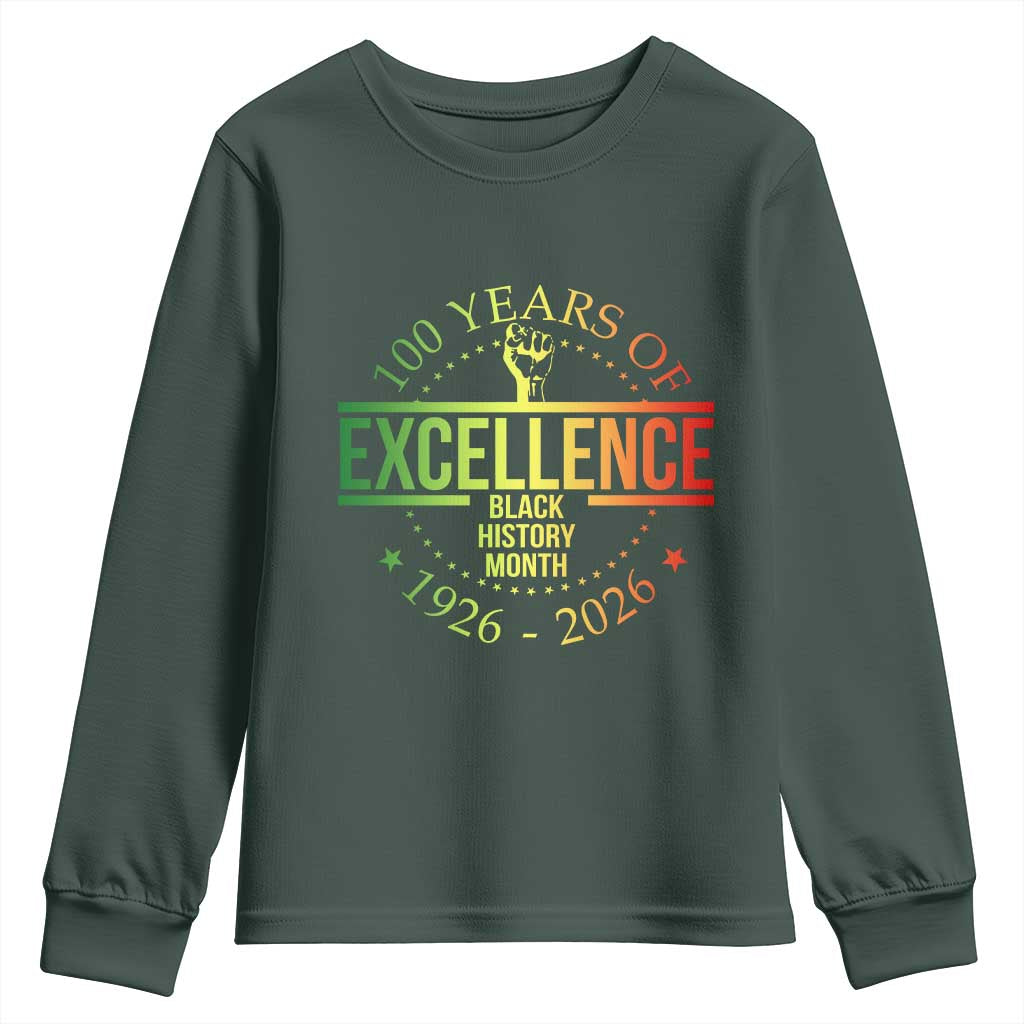 100 Years Of Excellence Black History Month 1926 2026 Youth Sweatshirt