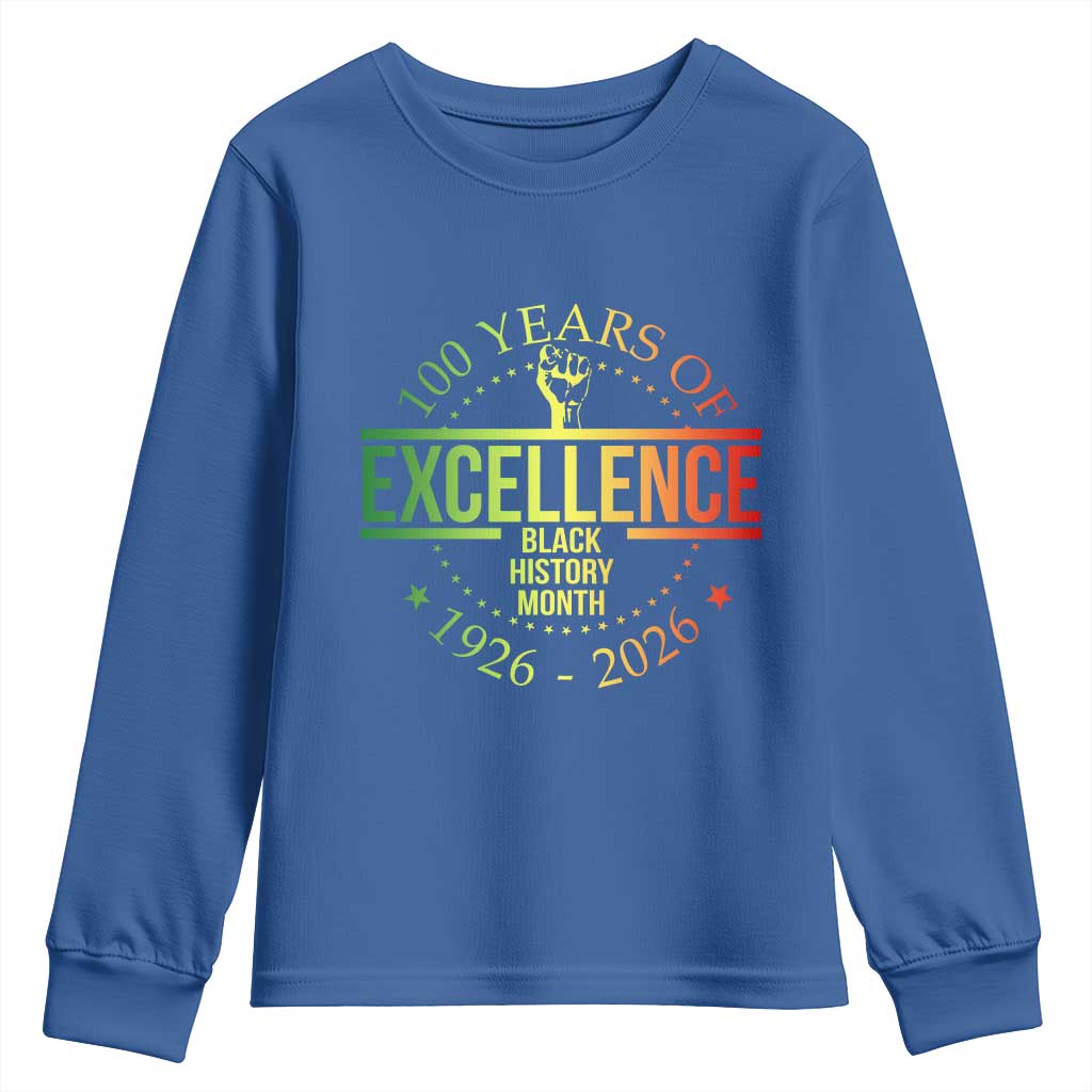 100 Years Of Excellence Black History Month 1926 2026 Youth Sweatshirt