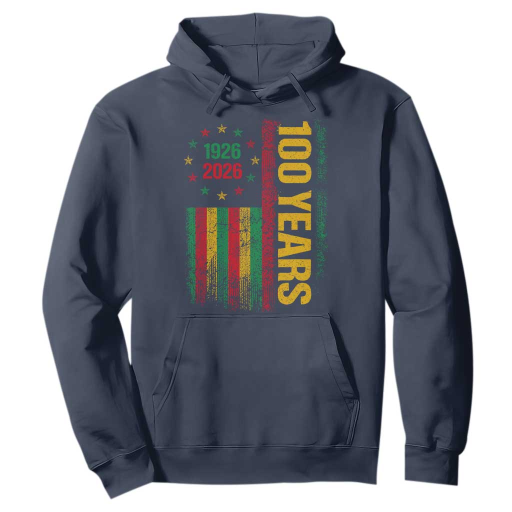 100 Years Of Black History Month Hoodie African American Centennial Milestone American Flag