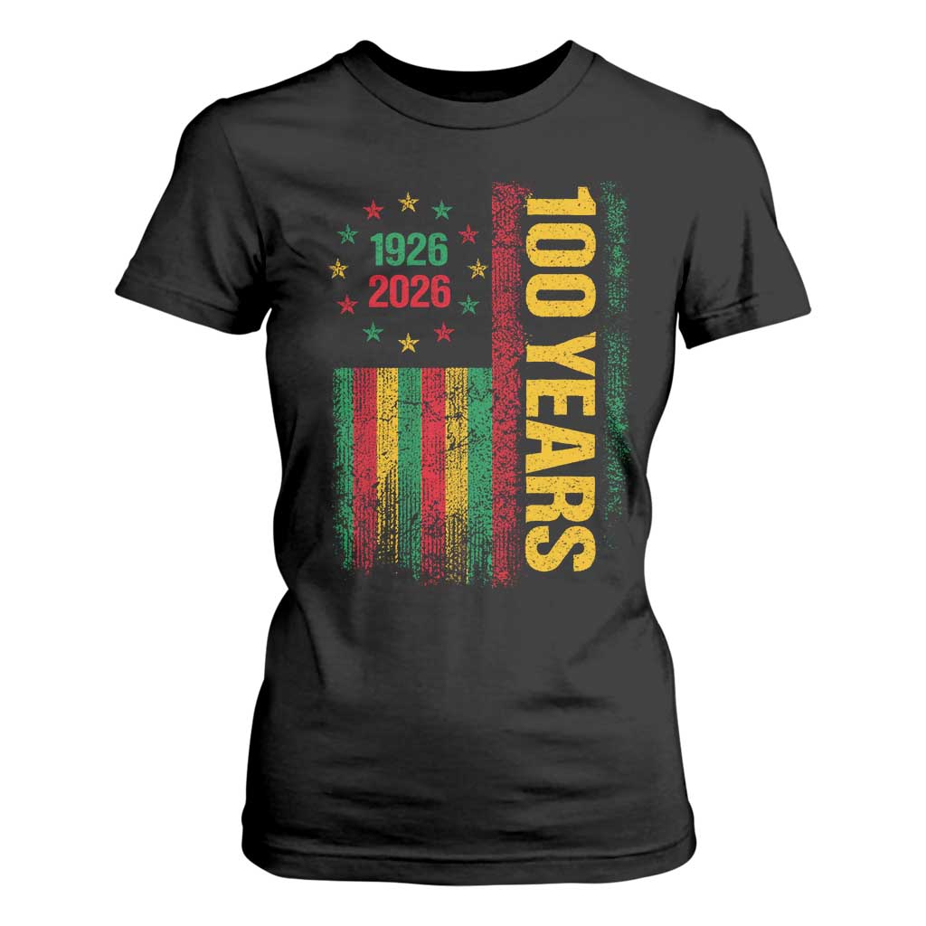 100 Years Of Black History Month T Shirt For Women African American Centennial Milestone American Flag