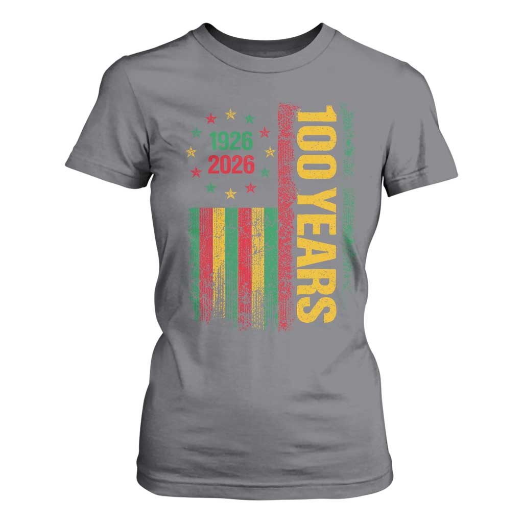 100 Years Of Black History Month T Shirt For Women African American Centennial Milestone American Flag