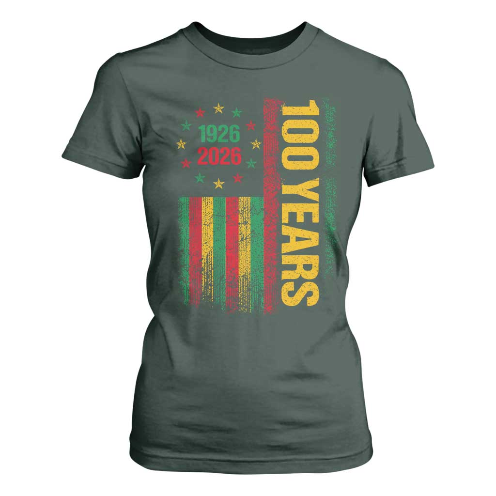 100 Years Of Black History Month T Shirt For Women African American Centennial Milestone American Flag