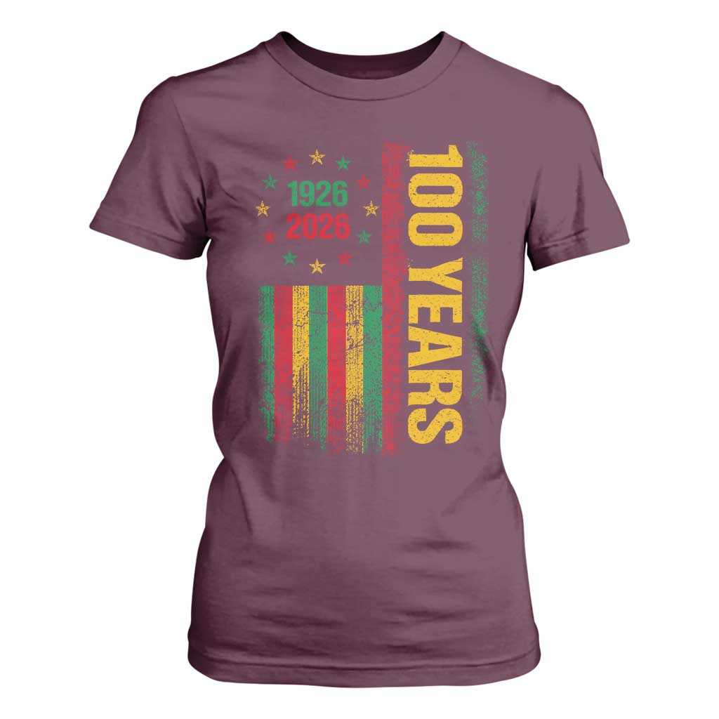 100 Years Of Black History Month T Shirt For Women African American Centennial Milestone American Flag