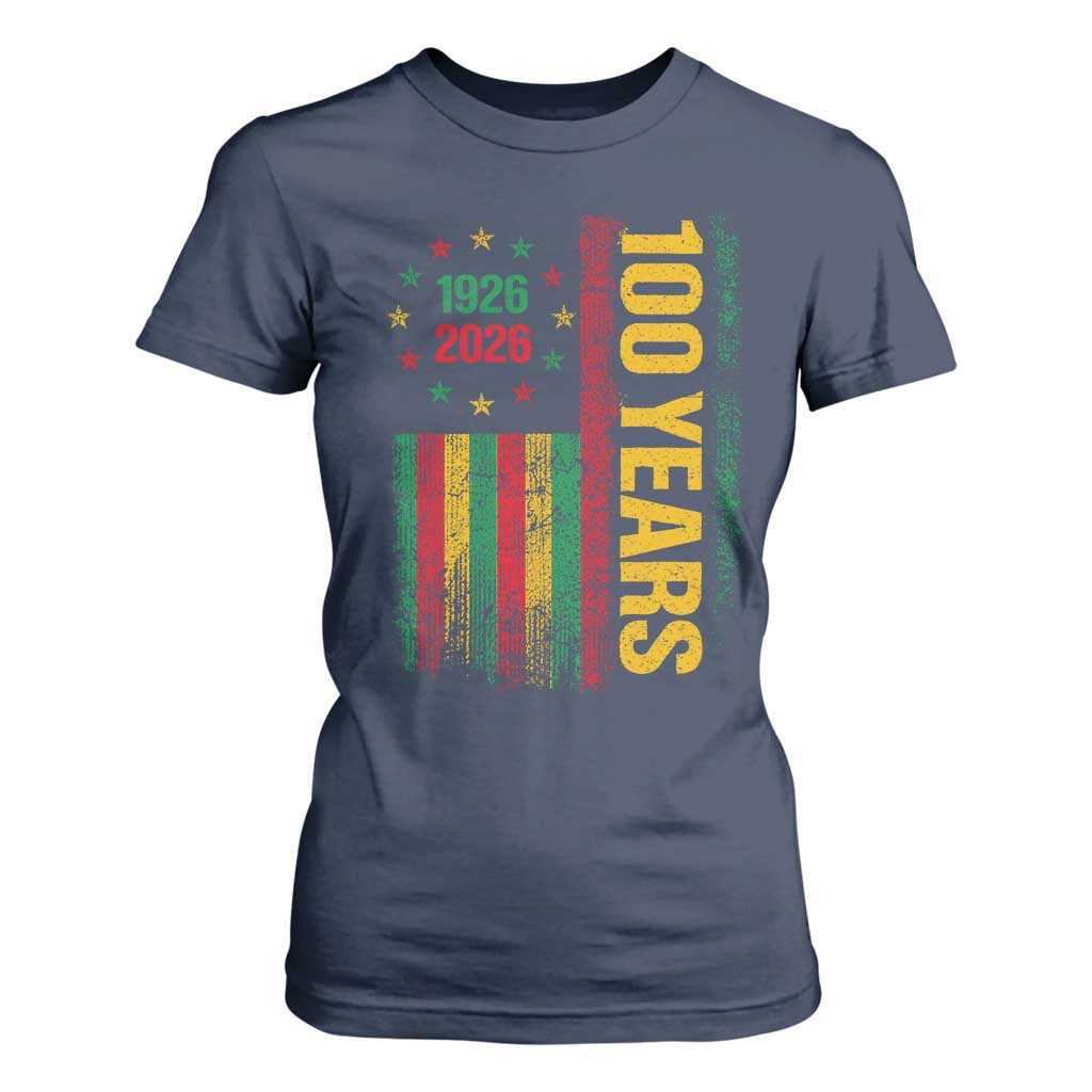 100 Years Of Black History Month T Shirt For Women African American Centennial Milestone American Flag