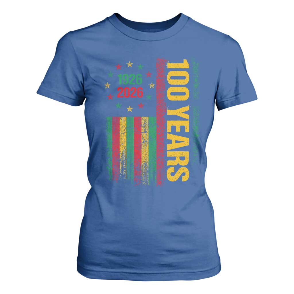 100 Years Of Black History Month T Shirt For Women African American Centennial Milestone American Flag