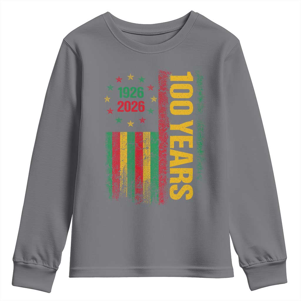 100 Years Of Black History Month Youth Sweatshirt African American Centennial Milestone American Flag