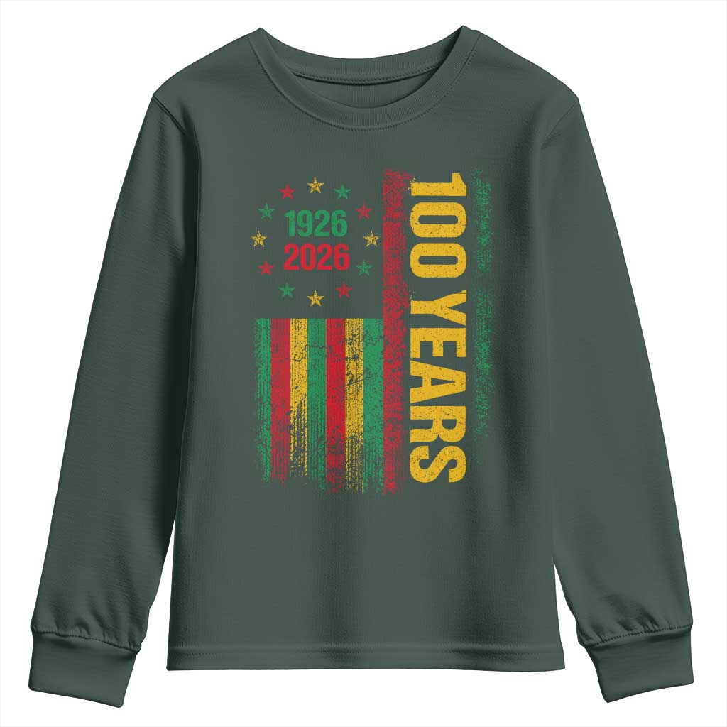 100 Years Of Black History Month Youth Sweatshirt African American Centennial Milestone American Flag