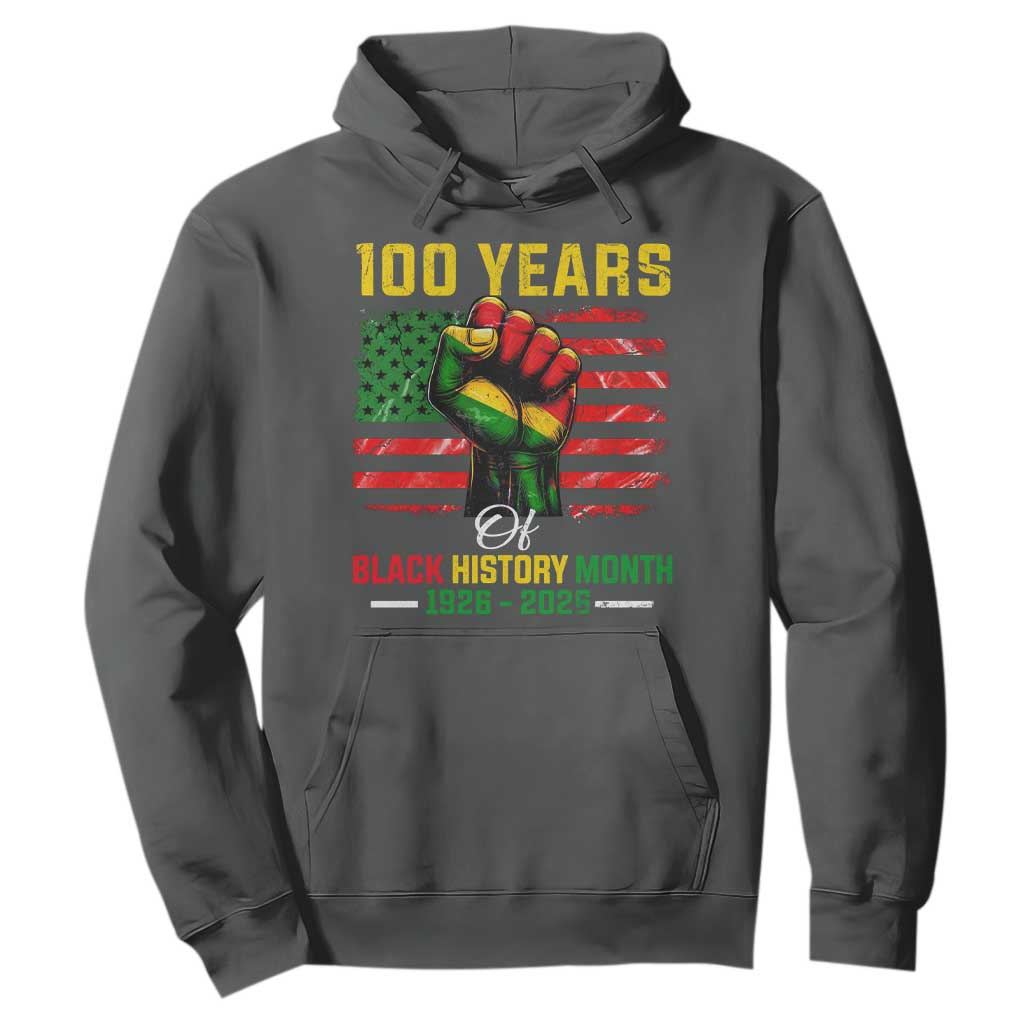 100 Years Of Black History Month Hoodie Hand Fist African American Milestone American Flag