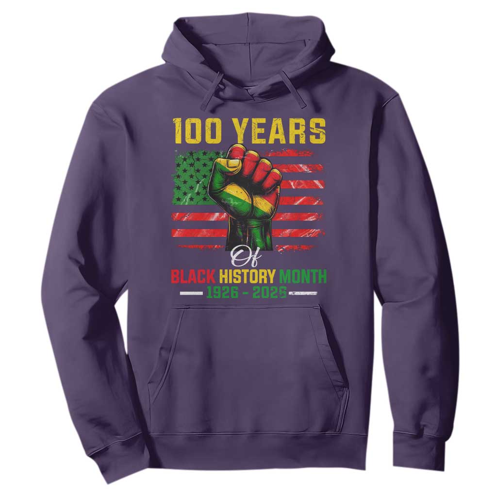 100 Years Of Black History Month Hoodie Hand Fist African American Milestone American Flag