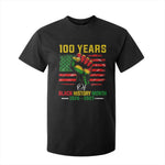 100 Years Of Black History Month T Shirt For Kid Hand Fist African American Milestone American Flag