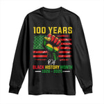 100 Years Of Black History Month Long Sleeve Shirt Hand Fist African American Milestone American Flag