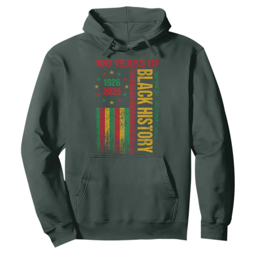 100 Years Of Black History Hoodie Centennial Milestone Vintage African American Flag