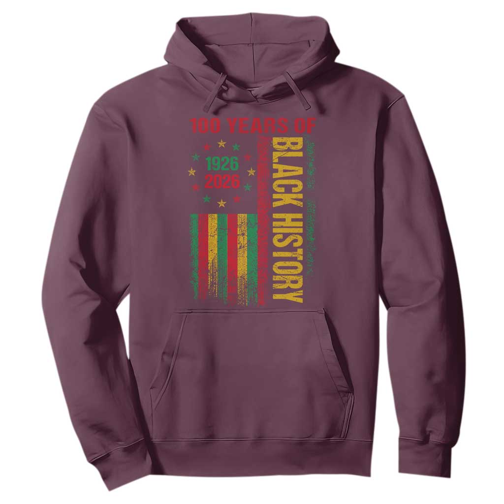 100 Years Of Black History Hoodie Centennial Milestone Vintage African American Flag