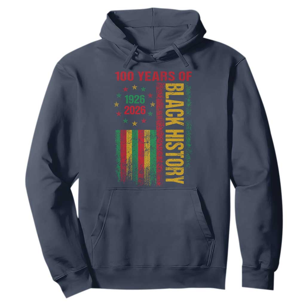 100 Years Of Black History Hoodie Centennial Milestone Vintage African American Flag