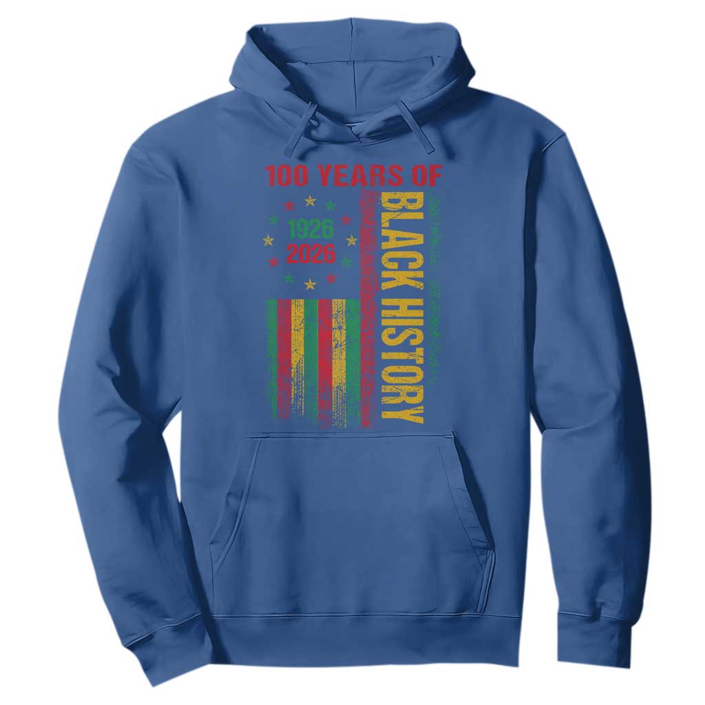 100 Years Of Black History Hoodie Centennial Milestone Vintage African American Flag