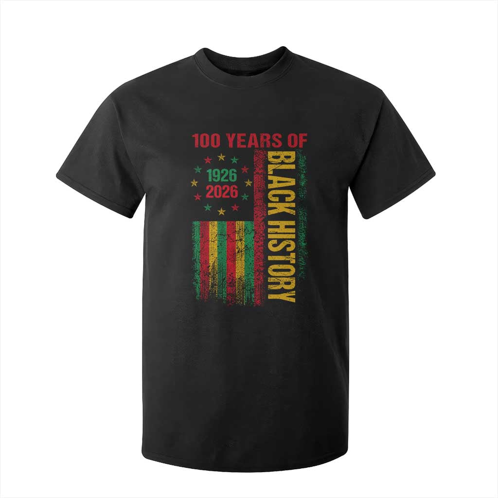 100 Years Of Black History T Shirt For Kid Centennial Milestone Vintage African American Flag