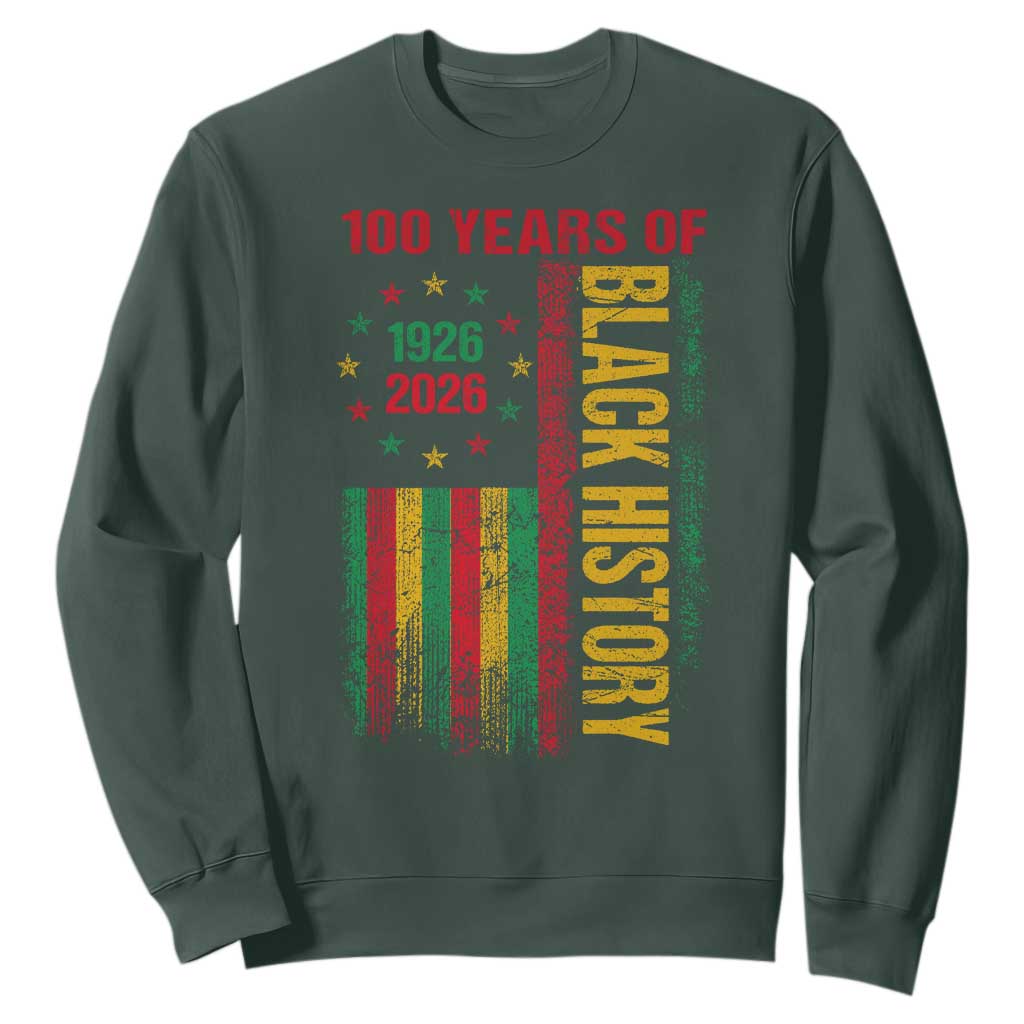100 Years Of Black History Sweatshirt Centennial Milestone Vintage African American Flag