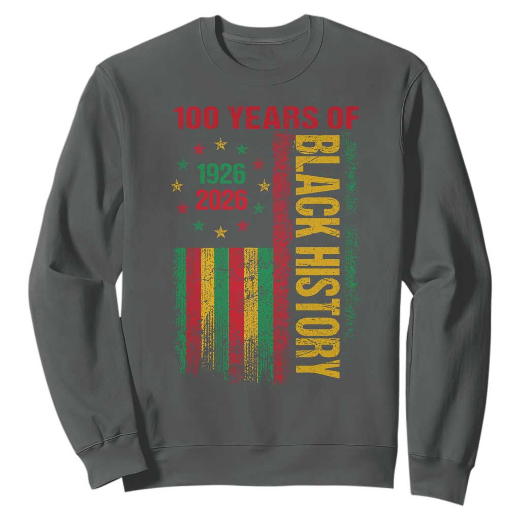 100 Years Of Black History Sweatshirt Centennial Milestone Vintage African American Flag