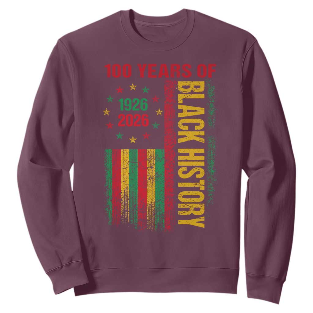 100 Years Of Black History Sweatshirt Centennial Milestone Vintage African American Flag