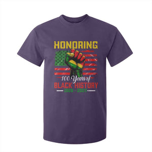 Honoring 100 Years Of Black History T Shirt For Kid Hand Fist Vintage American Flag