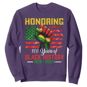 Honoring 100 Years Of Black History Sweatshirt Hand Fist Vintage American Flag