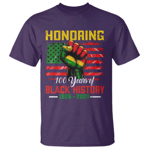 Honoring 100 Years Of Black History T Shirt Hand Fist Vintage American Flag
