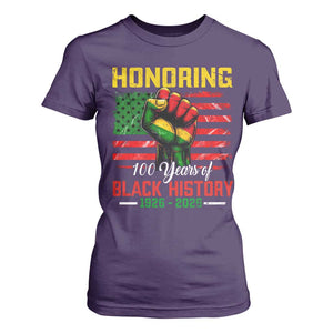 Honoring 100 Years Of Black History T Shirt For Women Hand Fist Vintage American Flag