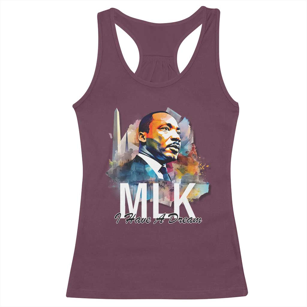 MLK Quote I Have A Dream Racerback Tank Top Martin Luther King Portrait Black History Month