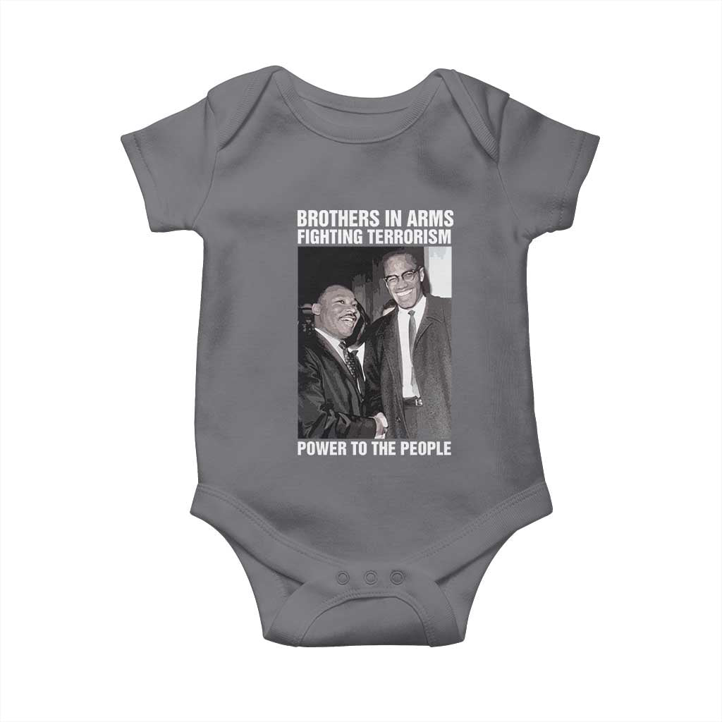 Martin Luther King And Malcolm X Baby Onesie Brothers In Arms Fighting Terrorism Power To The People Black History Month