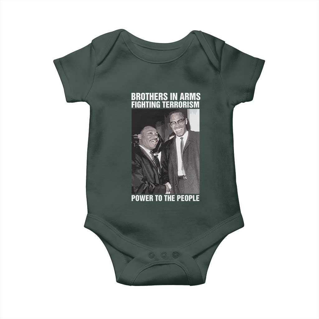Martin Luther King And Malcolm X Baby Onesie Brothers In Arms Fighting Terrorism Power To The People Black History Month