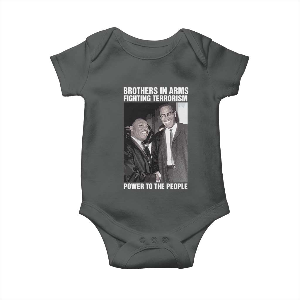 Martin Luther King And Malcolm X Baby Onesie Brothers In Arms Fighting Terrorism Power To The People Black History Month