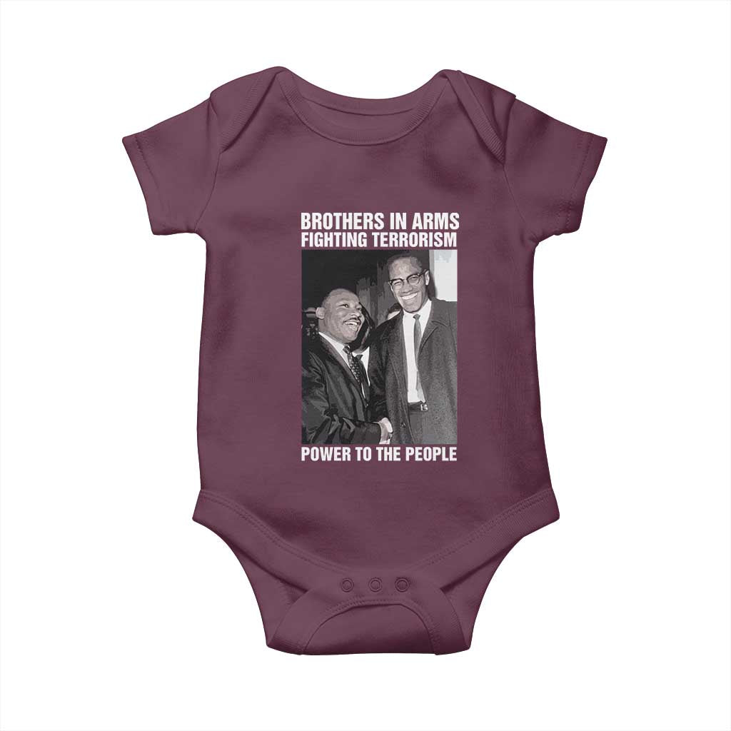 Martin Luther King And Malcolm X Baby Onesie Brothers In Arms Fighting Terrorism Power To The People Black History Month