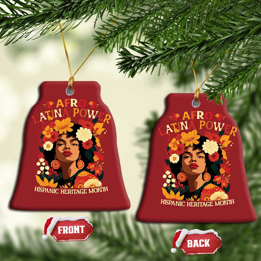Afro Latina Power Christmas Ornament Hispanic Heritage Month Flowers - African Pride