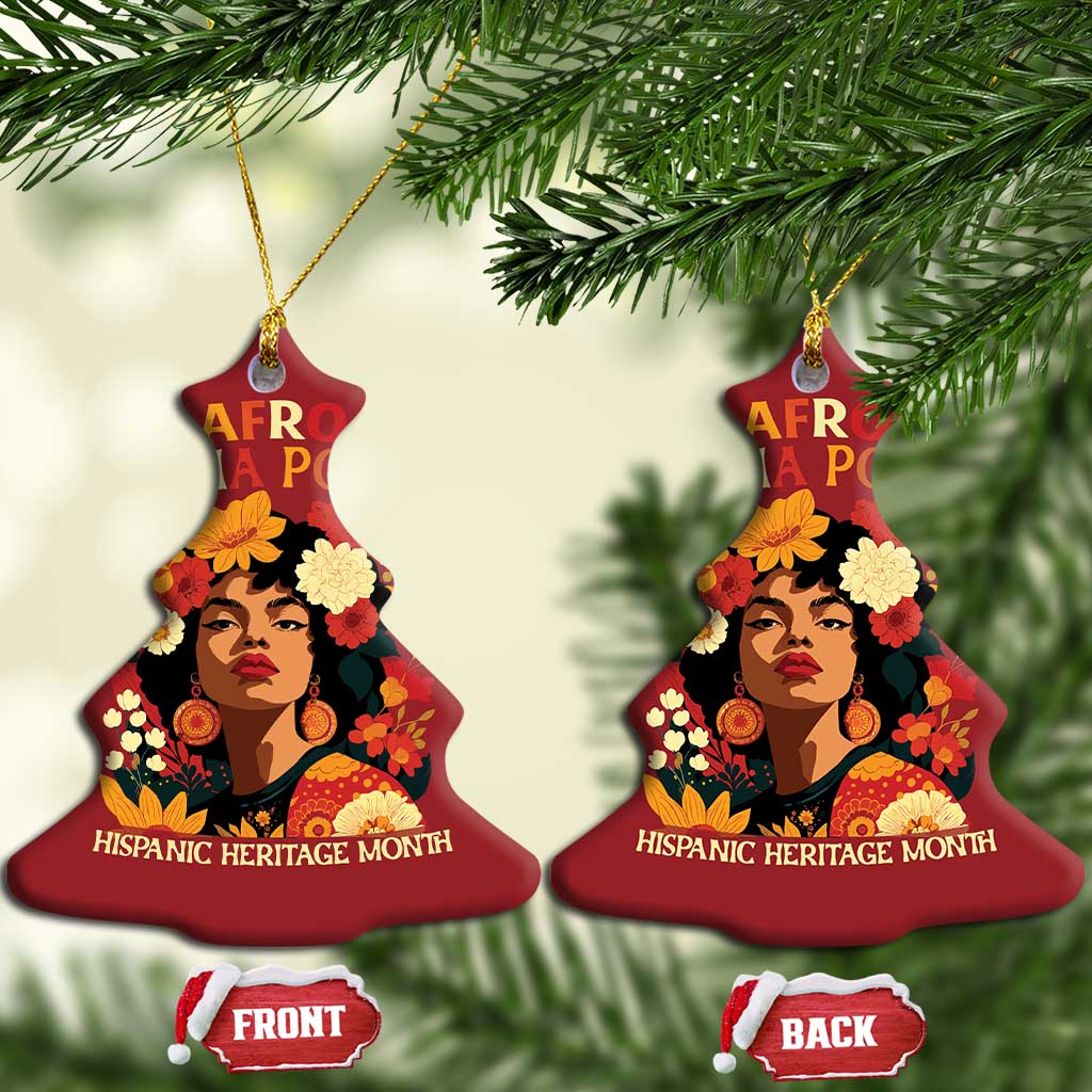 Afro Latina Power Christmas Ornament Hispanic Heritage Month Flowers - African Pride