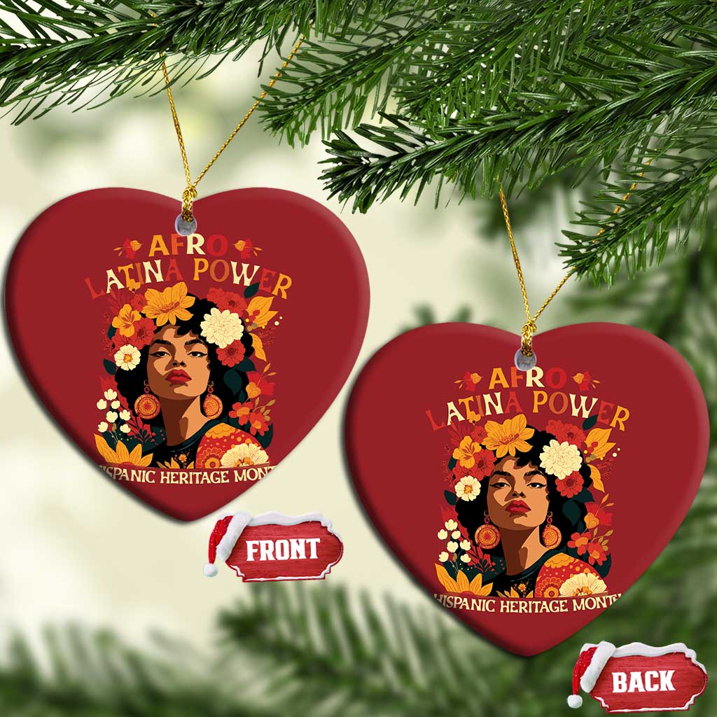 Afro Latina Power Christmas Ornament Hispanic Heritage Month Flowers - African Pride
