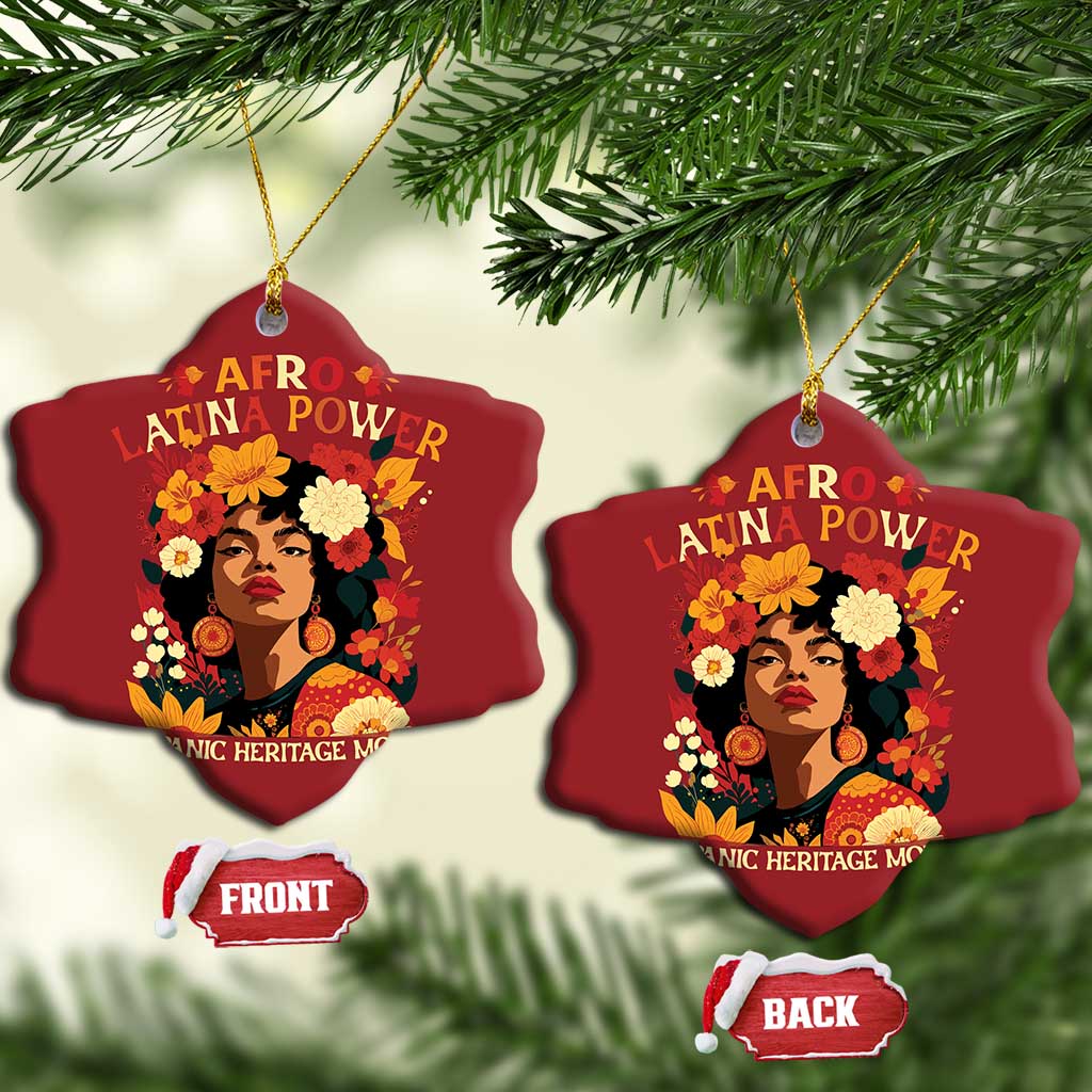 Afro Latina Power Christmas Ornament Hispanic Heritage Month Flowers - African Pride