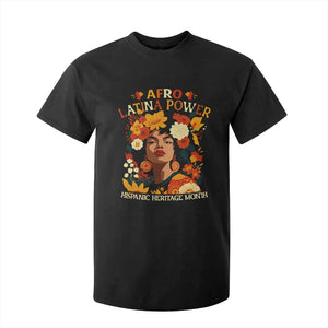 Afro Latina Power T Shirt For Kid Hispanic Heritage Month Flowers - African Pride
