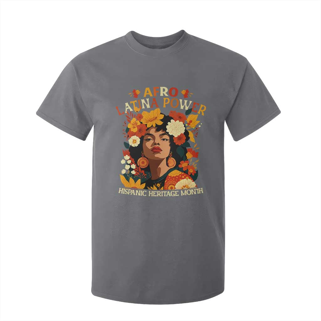 Afro Latina Power T Shirt For Kid Hispanic Heritage Month Flowers - African Pride