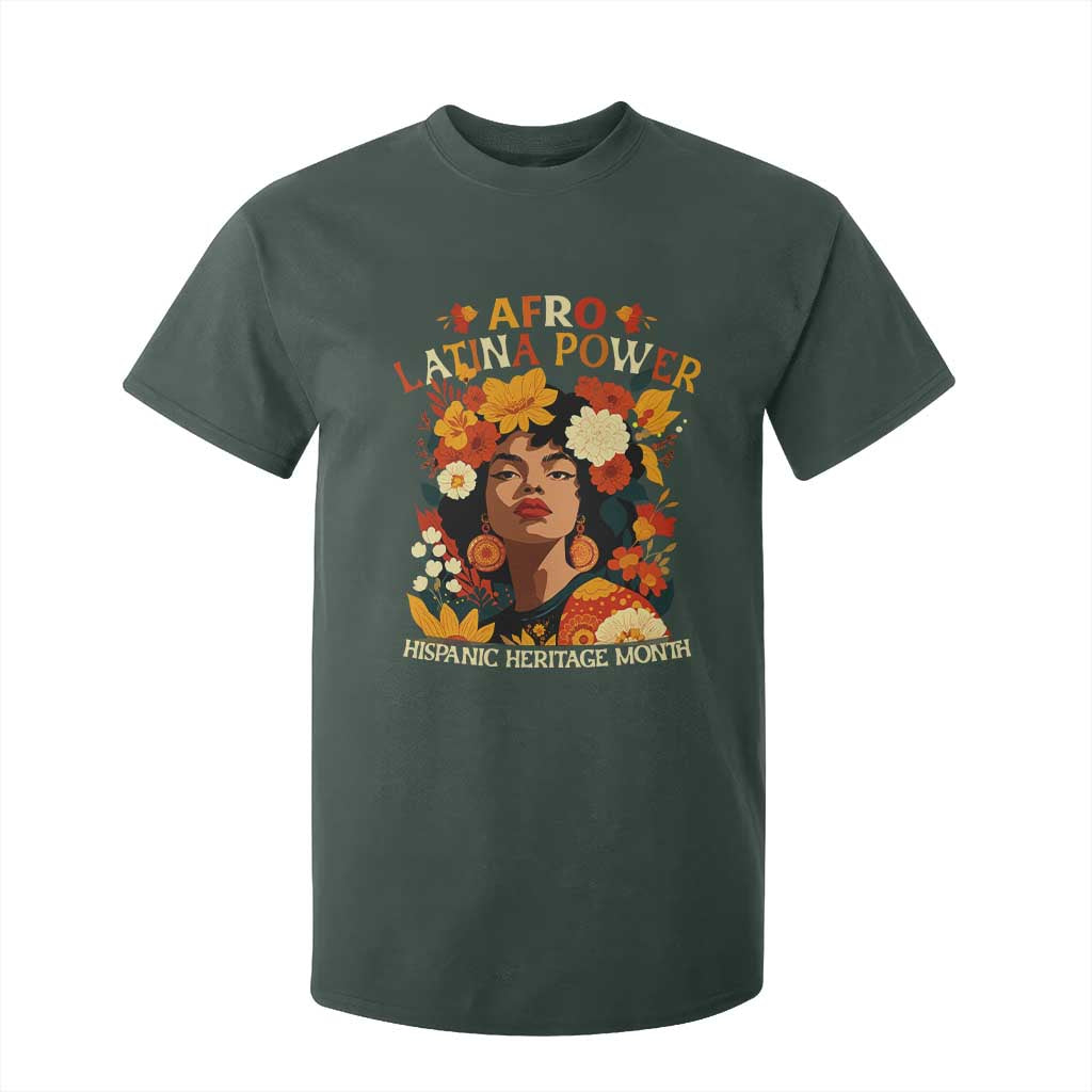 Afro Latina Power T Shirt For Kid Hispanic Heritage Month Flowers - African Pride