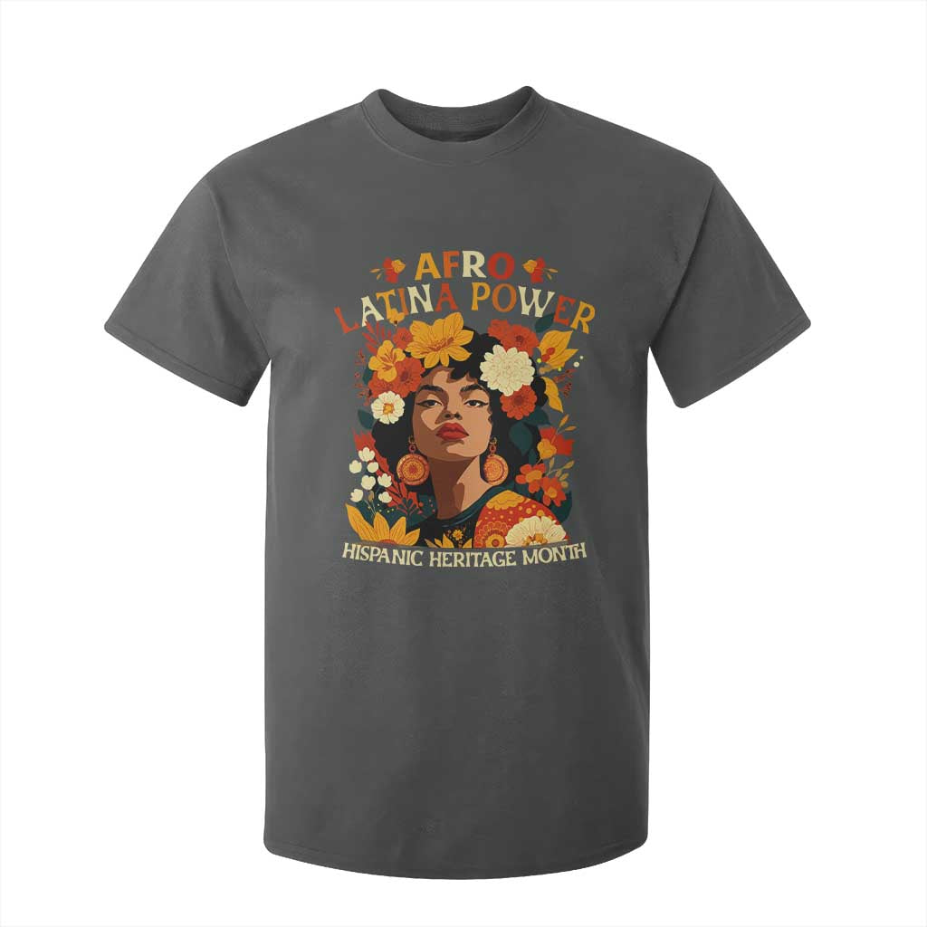 Afro Latina Power T Shirt For Kid Hispanic Heritage Month Flowers - African Pride
