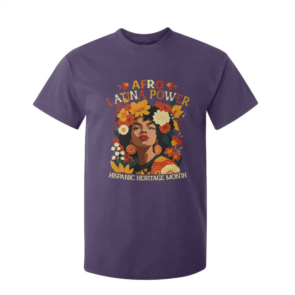 Afro Latina Power T Shirt For Kid Hispanic Heritage Month Flowers - African Pride