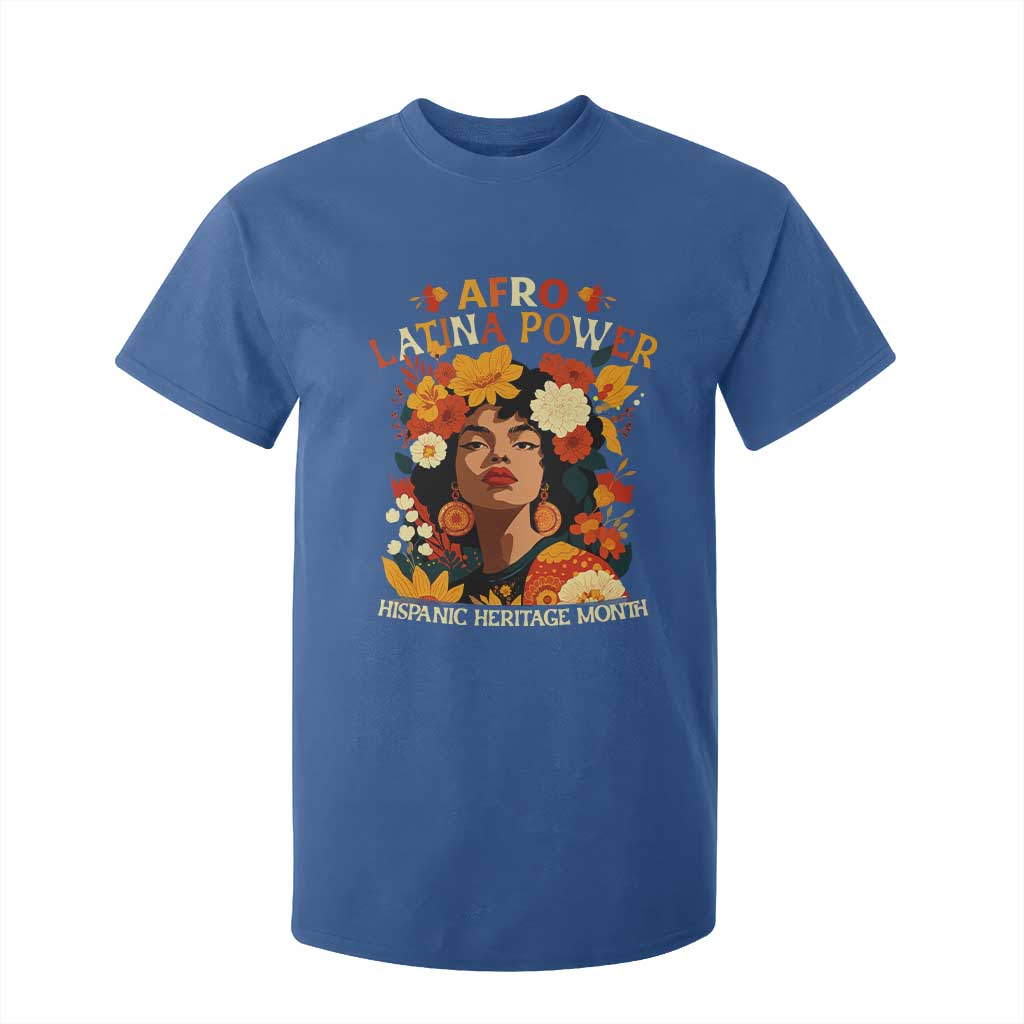 Afro Latina Power T Shirt For Kid Hispanic Heritage Month Flowers - African Pride