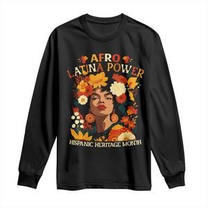 Afro Latina Power Long Sleeve Shirt Hispanic Heritage Month Flowers - African Pride