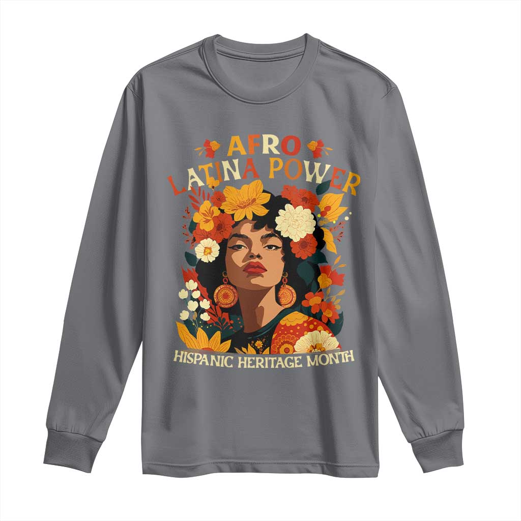 Afro Latina Power Long Sleeve Shirt Hispanic Heritage Month Flowers - African Pride