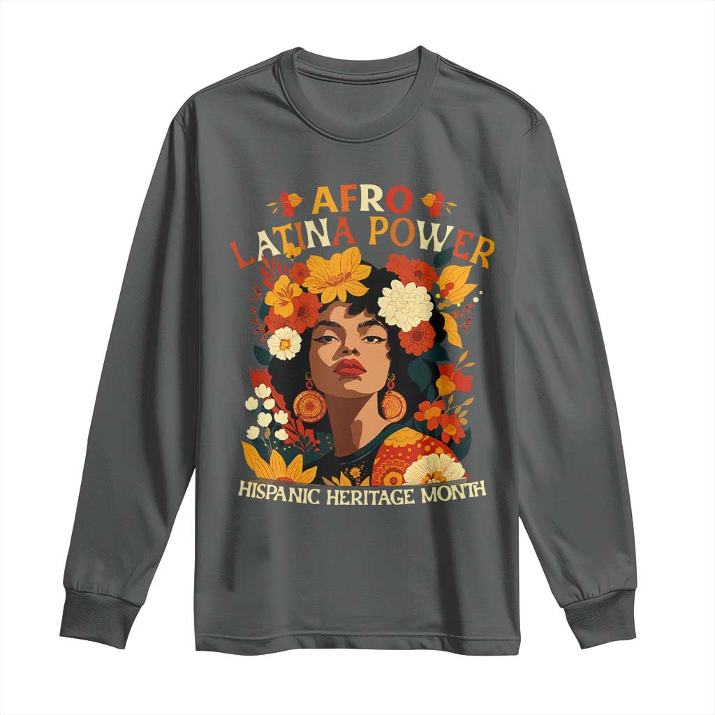 Afro Latina Power Long Sleeve Shirt Hispanic Heritage Month Flowers - African Pride