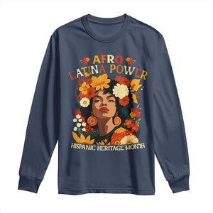 Afro Latina Power Long Sleeve Shirt Hispanic Heritage Month Flowers - African Pride