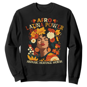 Afro Latina Power Sweatshirt Hispanic Heritage Month Flowers - African Pride