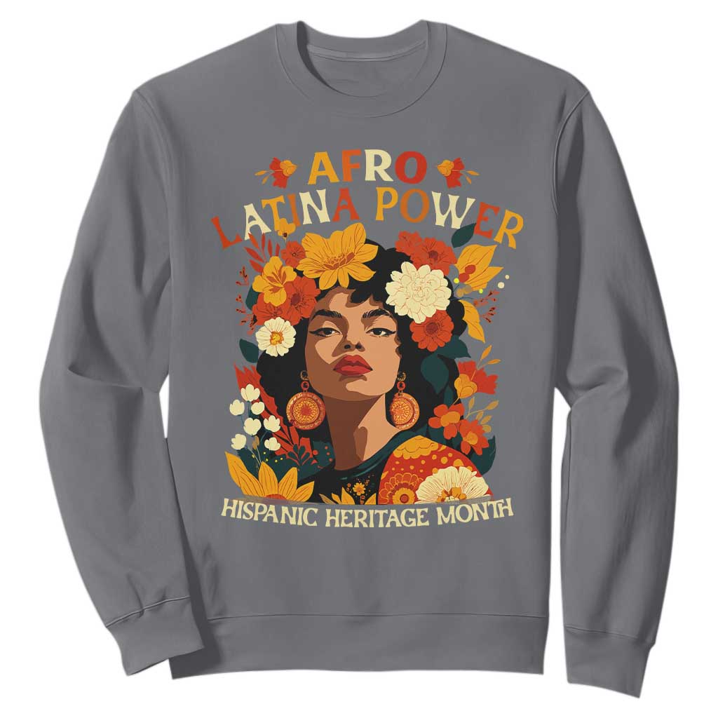 Afro Latina Power Sweatshirt Hispanic Heritage Month Flowers - African Pride