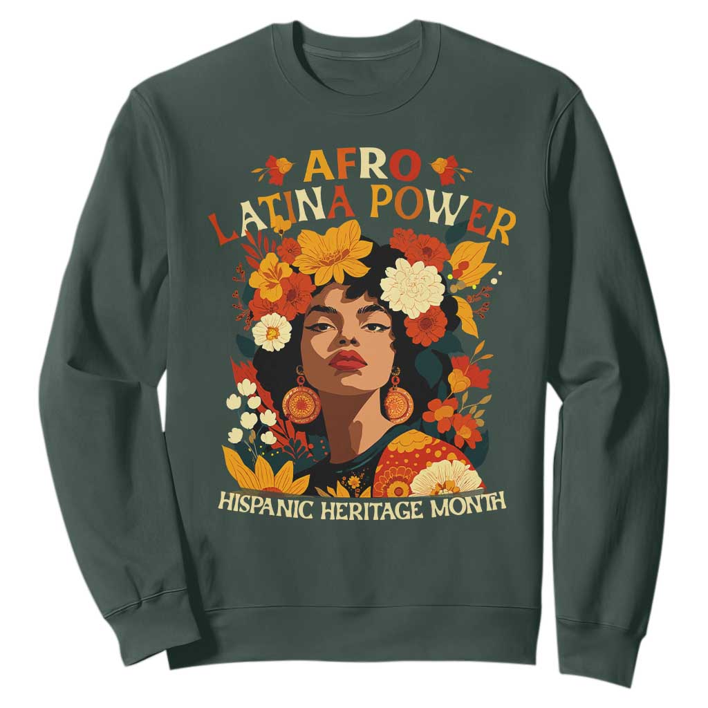 Afro Latina Power Sweatshirt Hispanic Heritage Month Flowers - African Pride